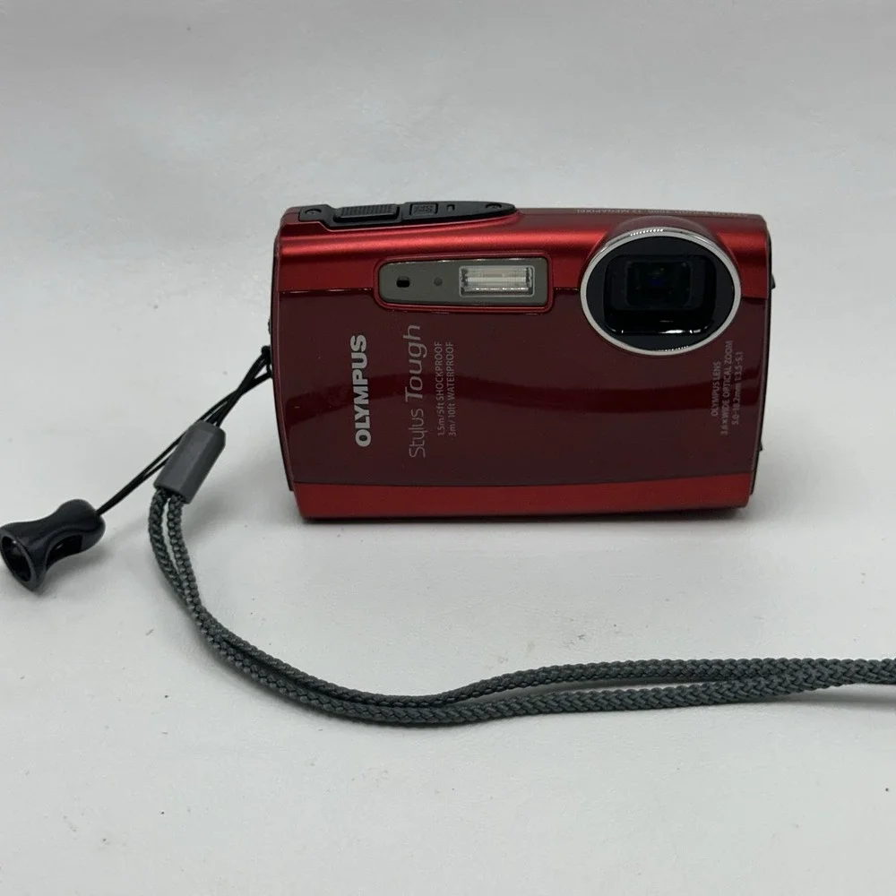 Olympus Stylus Tough 3000 12MP Red Waterproof Camera Bundle w/Case Battery Float